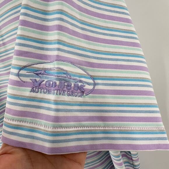 Peter Millar Southern Comfort Polo Men’s XXL Striped Golf Athletic Purple Blue - Picture 9 of 10